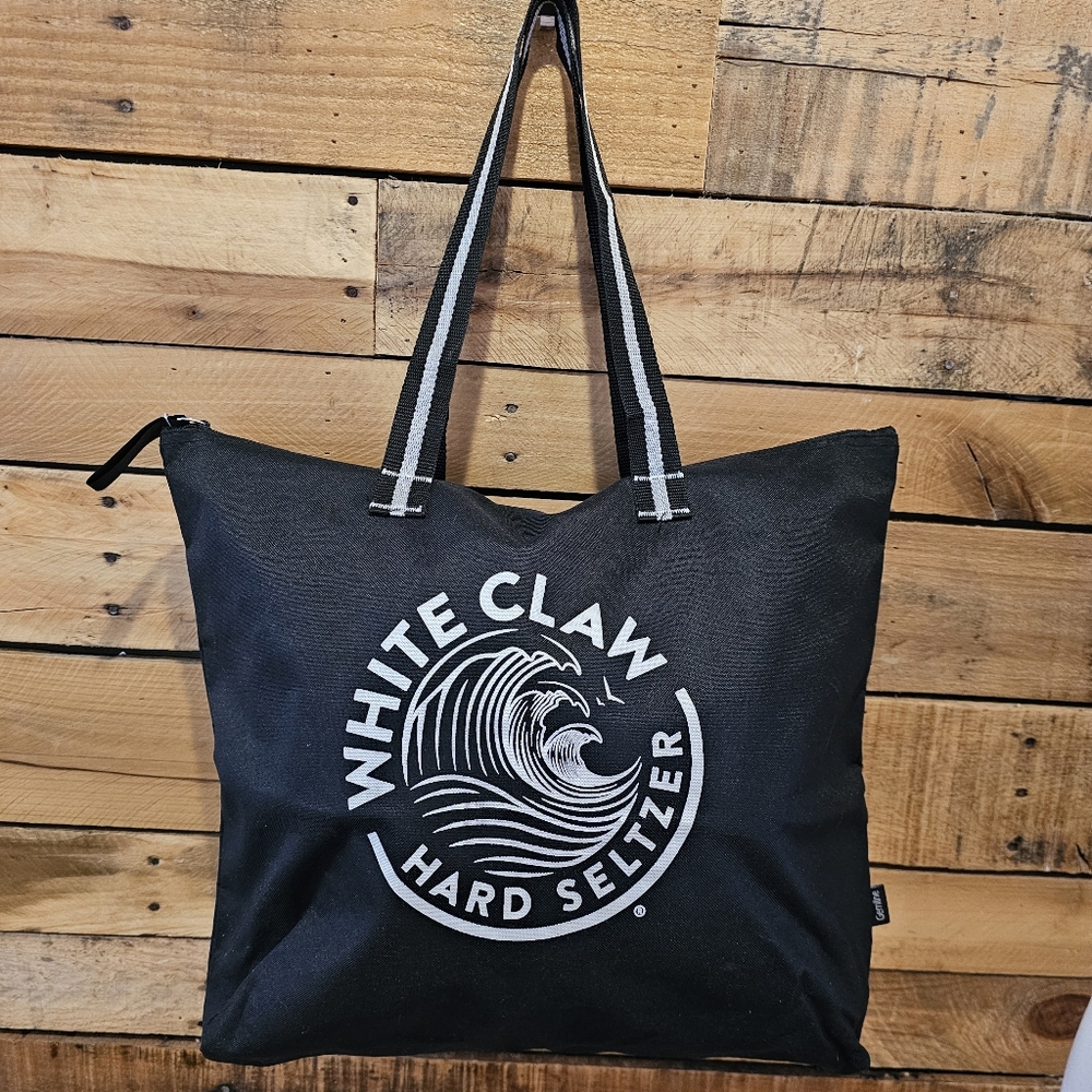 White Claw Black Nylon Zippered Tote Bag